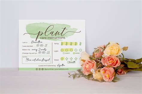 Editable Plant Care Card Printable Plant Care Template Multi Etsy