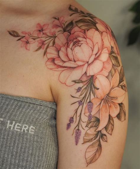 Pin On Tattoos Feminine Shoulder Tattoos Flower Tattoo Shoulder