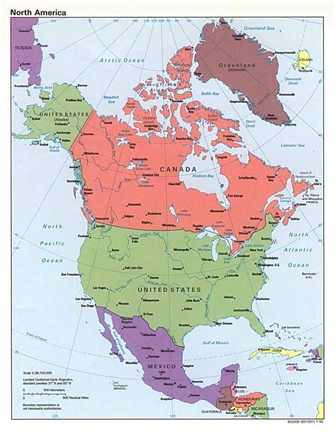 1Up Travel - Maps of North America Continent. North America [Political ...
