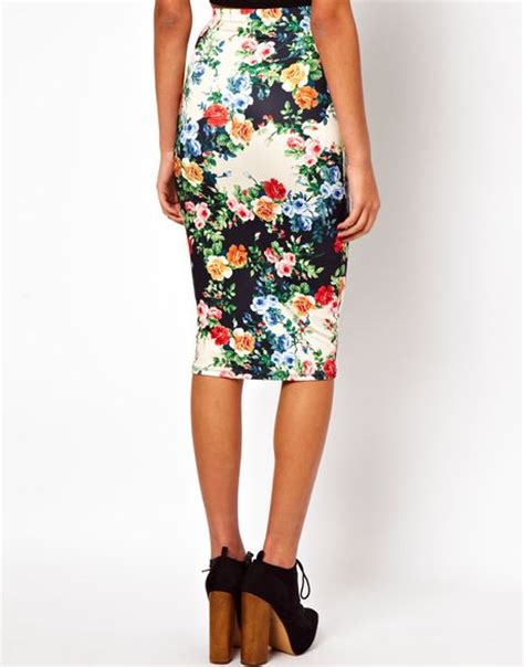 Asos Pencil Skirt In Floral Print In Multicolor Multi Lyst