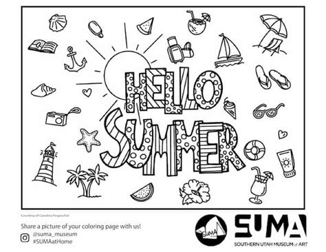 Happy Summer Coloring Page Ar