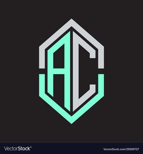 Ac Logo Monogram With Hexagon Shape And Outline Vector Image