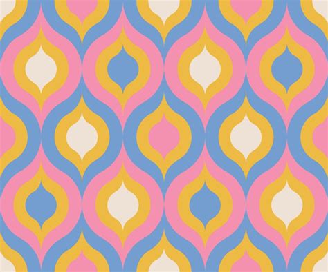 70s Style Retro Seamless Pattern 60s And 70s Aesthetic Wavy Design