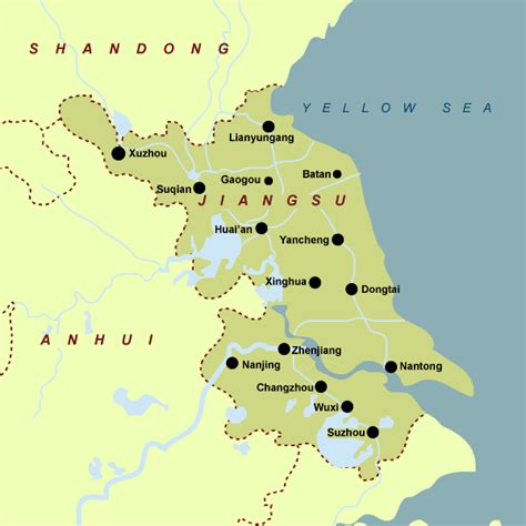 Jiangsu Location Map Jiangsu Cities Map Jiangsu Travel Map Jiangsu