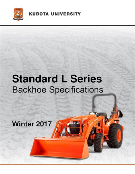 Pdf Kubota Standard L · Backhoe Specifications Model Matching Tractor