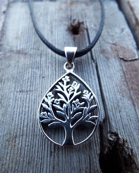 Tree of Life Pendant Silver Protection Handmade Sterling 925 Necklace Gothic Dark Jewelry Symbol ...