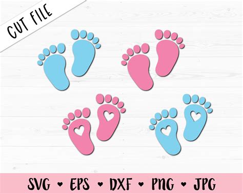 Baby Feet Svg Baby Footprint Cut File Cute Footprints Baby Etsy