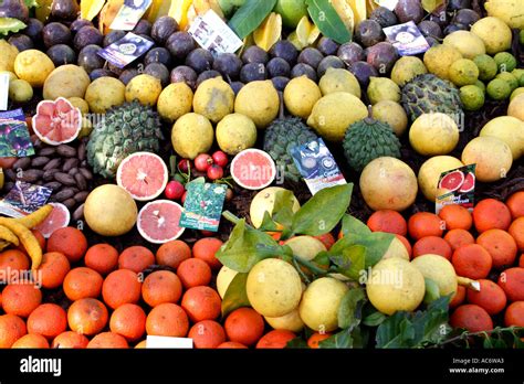 Colourful Display Of Fresh Homegrown Fruit At A Market Stall Queensland