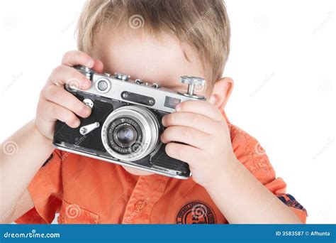 The Boy And A Camera Stock Image Image Of Child Background 3583587