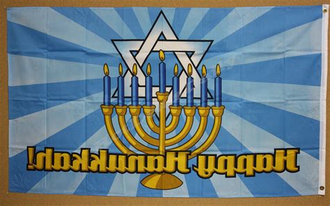 Happy Hanukkah Flag 3x5 Banner Menorah Star Of David Jewish Holiday