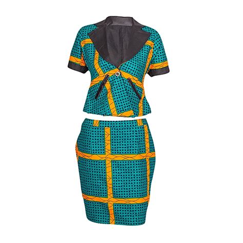 Buy Bintu Creations Light Blue African Fitting Kitenge Skirt Suit