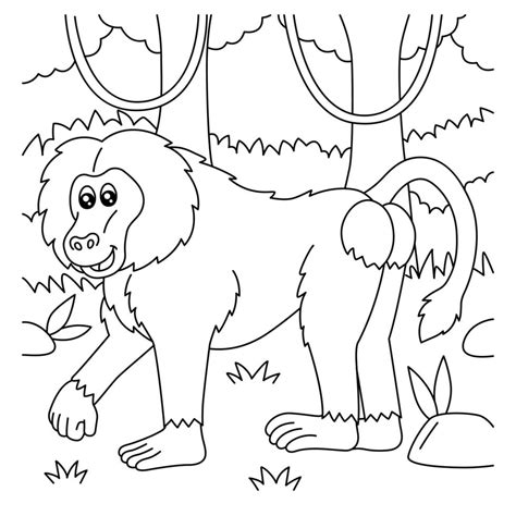 Baboon Coloring Page For Kids 5073688 Vector Art At Vecteezy