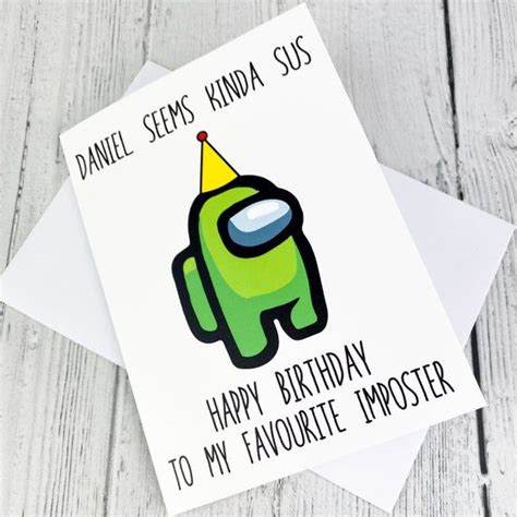 Among Us Kinda Sus Personalised Birthday Card Etsy Birthday Cards