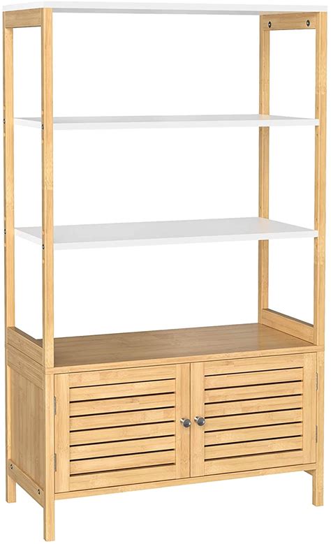 Buy Songmics Bathroom Cabinet Bathroom Storage Cabinet With 3 Shelves And Double Doors Free