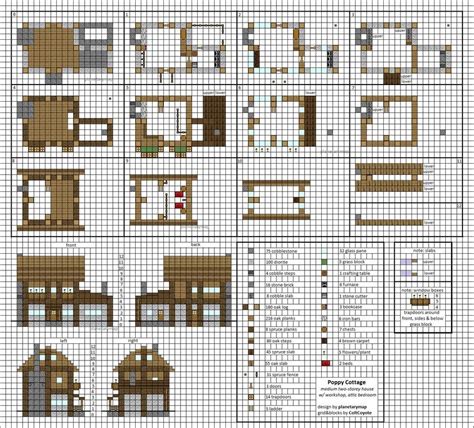 Poppy Cottage Medium Minecraft House Blueprints By Planetarymap