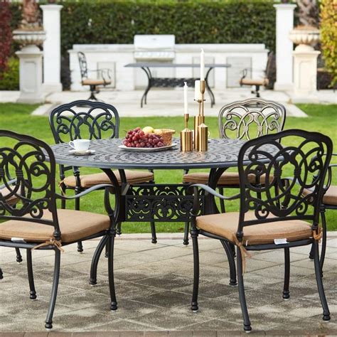Darlee Florence 7 Piece Cast Aluminum Patio Dining Set With Round Table