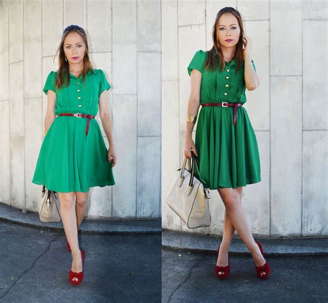Green Dress Red Shoes Casual Wedding Attire Green Dress Casual
