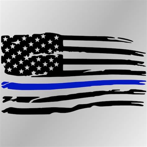 Usa Skull Tattered Flag Thin Blue Line Sticker Decal Etsy