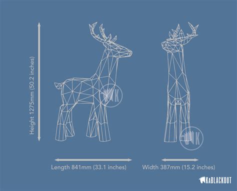 Xl Papercraft Deer Stag Template Low Poly Papercraft Deer Etsy Canada