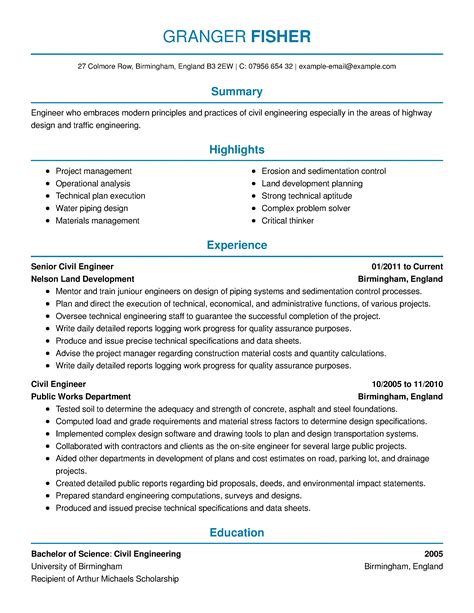Plenty of civil engineer resume examples and templates you can use to make your next career move. Engineering Resume Examples | Engineering Sample Resumes ...