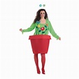 Disfraz de Maceta Roja y Verde con Flores para Mujer - MiDisfraz