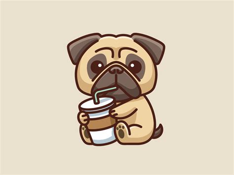 Starbucks Pug Cartoon