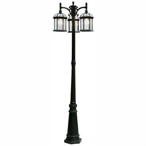 Bel Air Lighting Atrium 3 Light Outdoor Black Lamp Post Lantern With