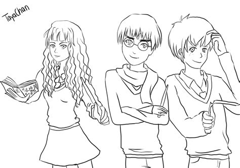 89 harry potter printable coloring pages for kids. Lineart Harry Ron Hermione by attisalatti on DeviantArt
