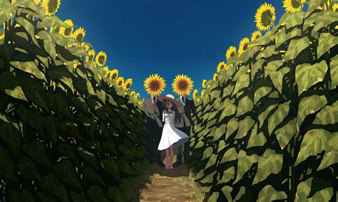 Wallpaper Anime Girls Clear Sky Sunflowers Summer Dress 5120x3073