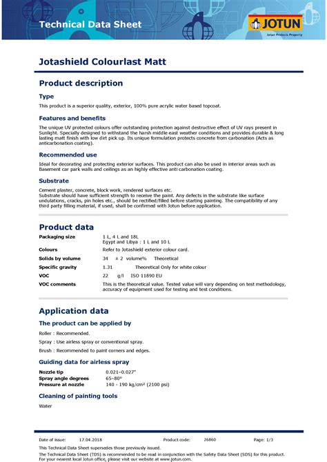 PDF Technical Data Sheet Jotun Colours Refer To Jotashield