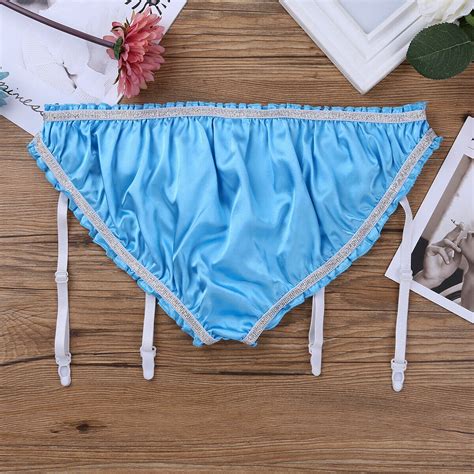 mens satin lingerie crossdress panties sissy underwear with garters g string ebay