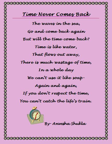 Time Never Comes Back Poem By Anvesha Shukla Creative Writing By Kids