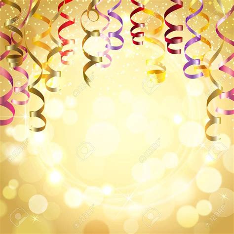 Celebration Golden Color Background With Realistic Festive Streamers