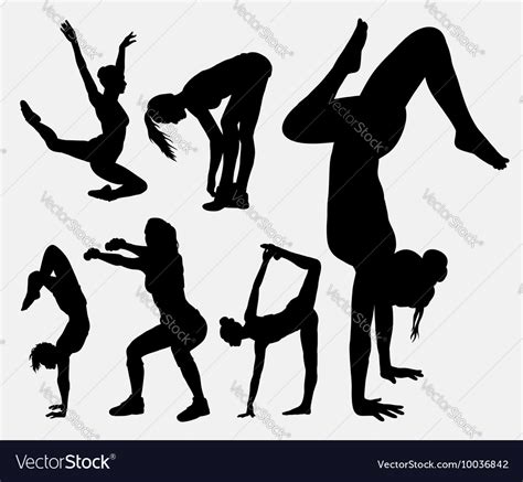 Aerobic Sport Female Activity Silhouette Vector Image