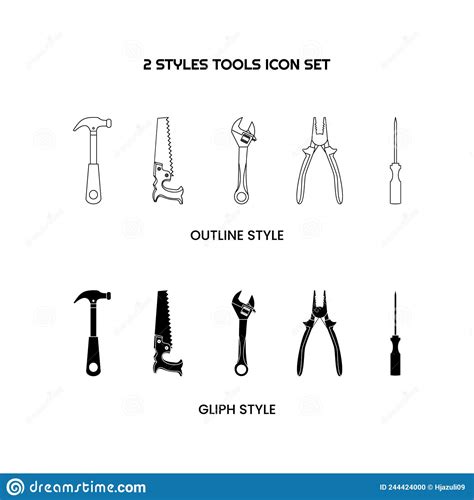 Tools Icon Set With 2 Style For Your Project Stock Vector
