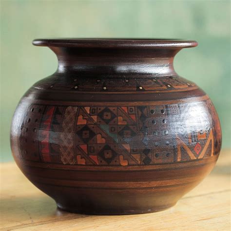 Handmade Cuzco Ceramic Vase Inca Mother Novica