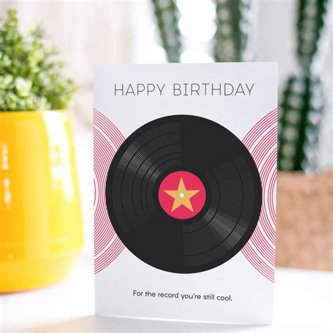 Pink Vinyl For The Record Happy Birthday Card By Wee Blue Coo