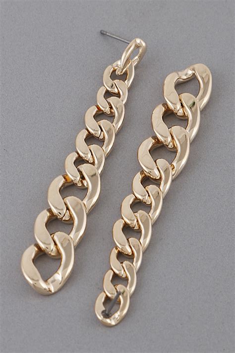 62808 Gold Chain Drop Earrings Dangle Earrings