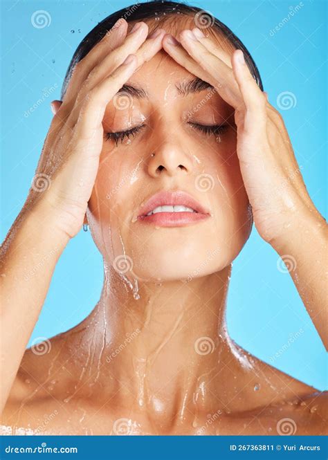 Woman Water And Morning Shower Of A Face For Beauty Skincare And