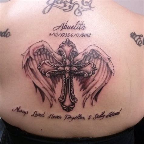 Doves, roses and crosses are gorgeous. @Jrabbit323 memorial cross and wings. #blackandgray #cross ...