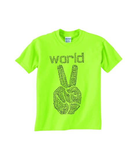 Kids World Peace T Shirt Graphic Tee Youth Peace Shirt