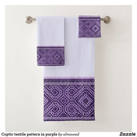 Coptic Textile Pattern In Purple Bath Towel Set In 2021