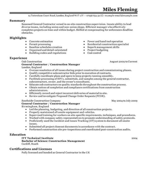 All the resume samples and formats are available to save in pdf and word format which can be used for job interviews. Best General Contractor Resume Example From Professional ...