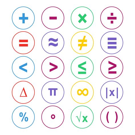 Colorful Math Symbols Set Vector Art At Vecteezy