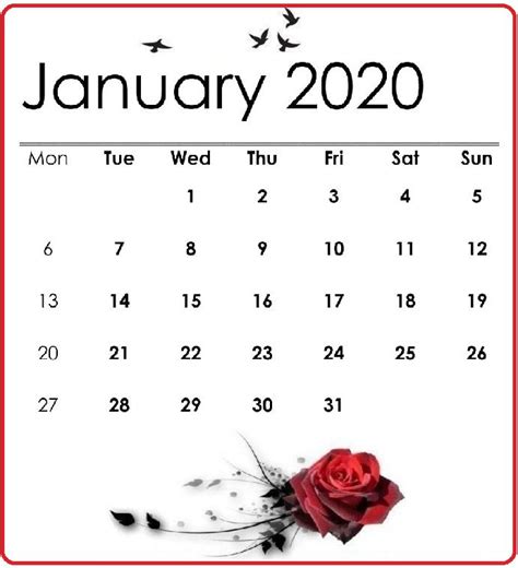 Floral January 2020 Wall Calendar Wall Calendar Large Wall Calendar