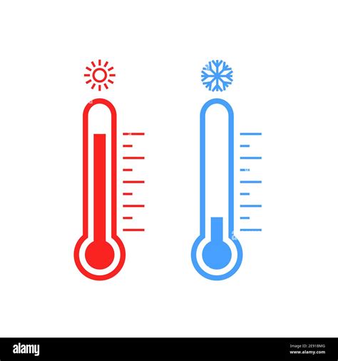 Thermometer Cold And Hot Icon Freeze Temperature Vector Weather Warm