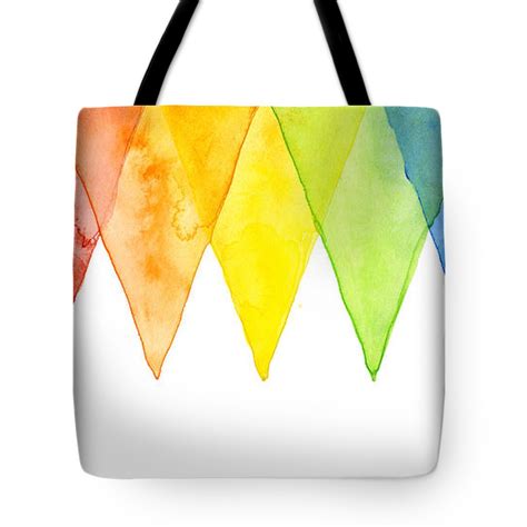 Geometric Watercolor Pattern Rainbow Triangles Tote Bag For Sale By