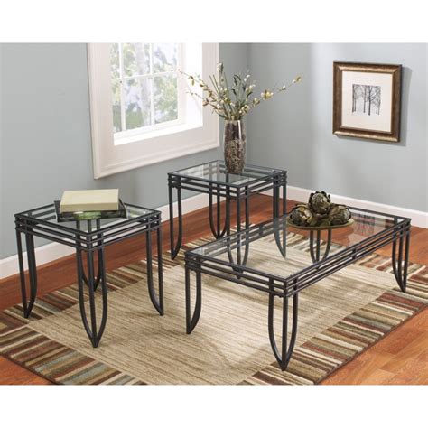 Signature Design By Ashley Exster Black Brown 3 Piece Occasional Table