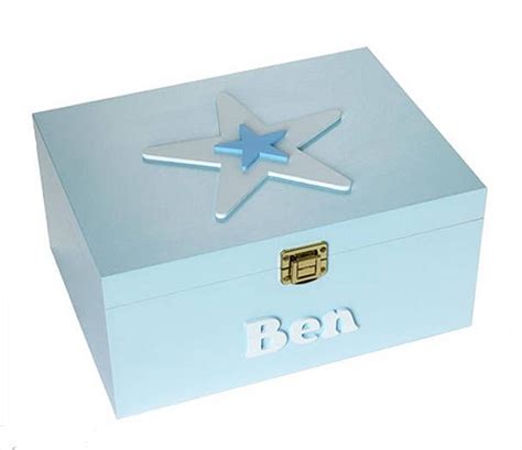 Baby Keepsake Blue Star Box Baby Keepsake Box Wooden Keepsake Box