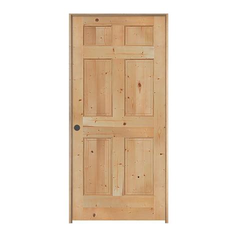 Jeld Wen 32 In X 80 In Knotty Pine Unfinished Right Hand 6 Panel